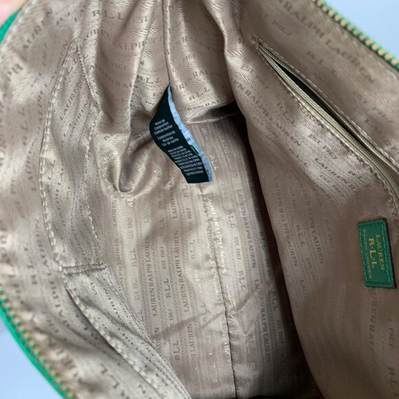 Ralph Lauren RLL Green Leather Structured Tote Shoulder Bag w/ Bag Charm/Fob EUC - Picture 11 of 13